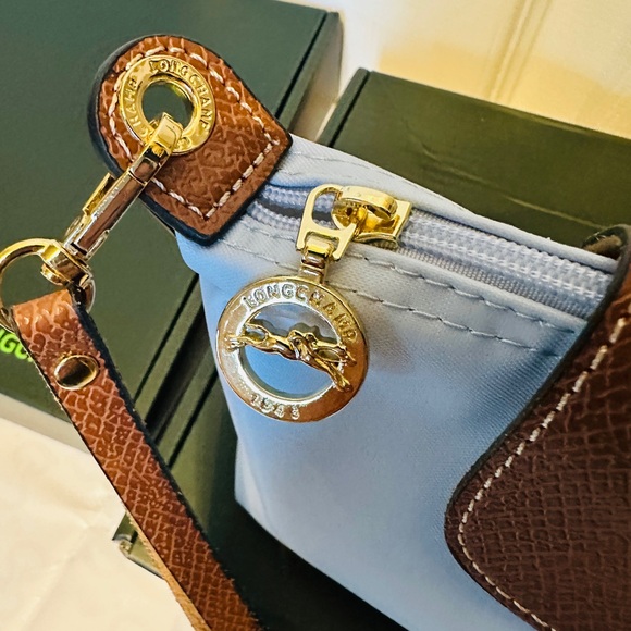 Longchamp Light Blue and Brown Wristlet - Picture 8 of 12